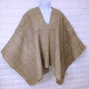 Vintage 80s Blanket Poncho Outerwear Knit Wrap Cape 50x53 Heavy Duty Thick Woven